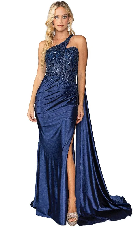 Dancing Queen 4441 - Lace Appliqued Ruched Prom Gown