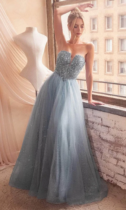 Ladivine CD0217 - V-Neck Glitter Tulle Prom Gown
