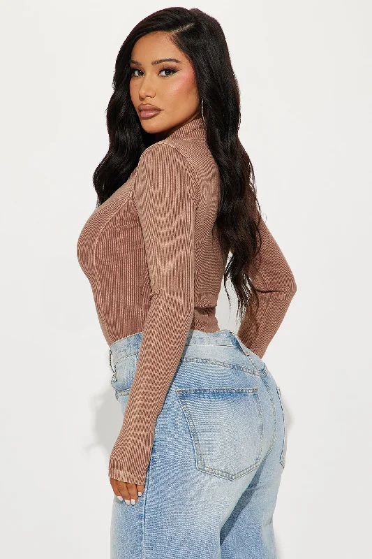 Came Out To Play Ribbed Bodysuit - Mocha