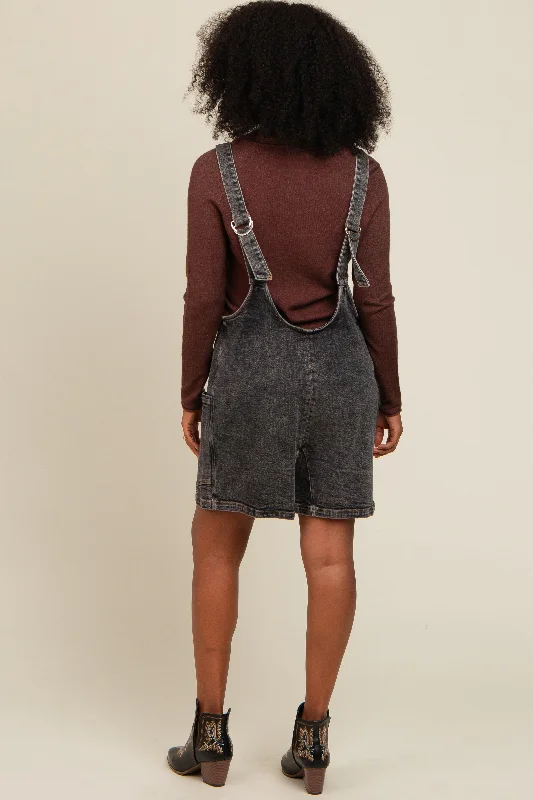 Charcoal Denim Scoop Neck Short Overall