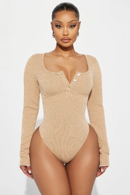 Emily Ribbed Bodysuit - Beige