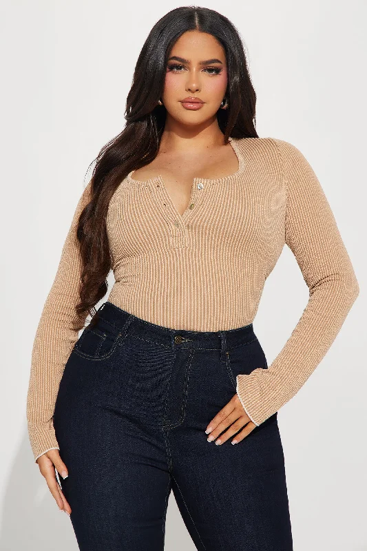 Emily Ribbed Bodysuit - Beige