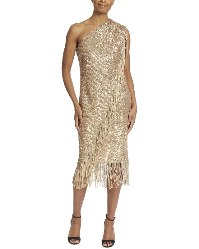 Badgley Mischka Sequin Fringe Cocktail Dress