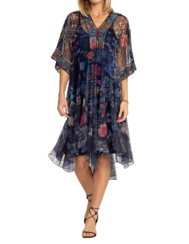 Elrey Kaftan Mesh Dress In Multi